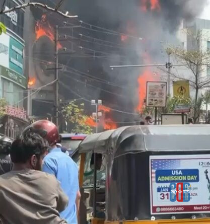 Jubilee Hills Mangalagauri Cloth Store Fire broke out in a textile shop, with Hydra and Fire teams rescuing four people safely as investigation into the cause continues.