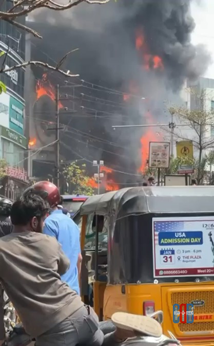 Jubilee Hills Mangalagauri Cloth Store Fire broke out in a textile shop, with Hydra and Fire teams rescuing four people safely as investigation into the cause continues.