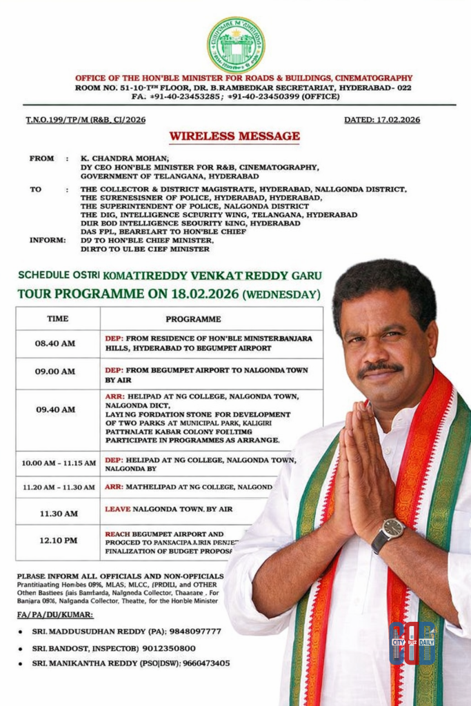 Nalgonda Minister Komatireddy to Lay Two Park Foundations