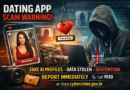 Fake dating app scam warning showing cyber fraud and honeytrap concept