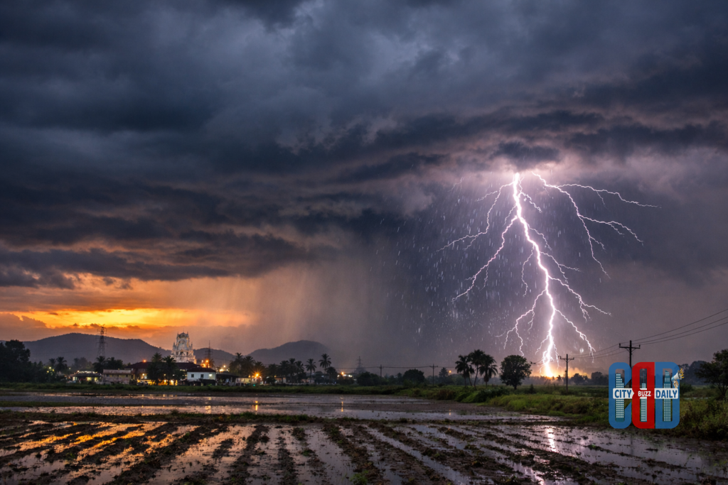 Thunderstorm and lightning over Andhra Pradesh during unseasonal rains