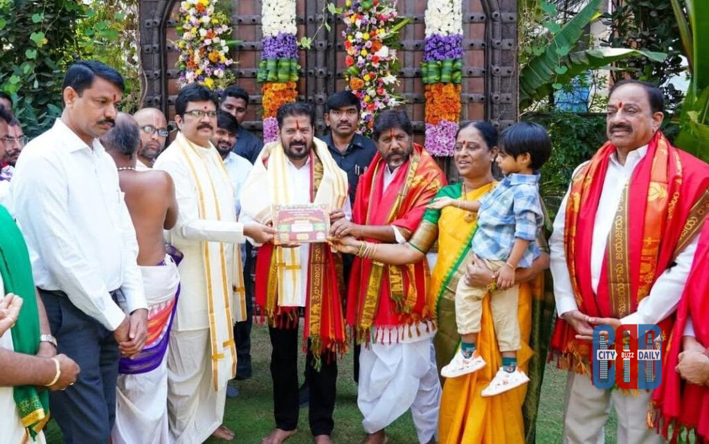 Ministers and temple officials inviting CM Revanth Reddy for Bhadrachalam Sri Rama Navami celebrations