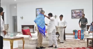 AP Chief Minister Chandrababu Naidu blessing Surya Vikramaditya and Sakshi at Praja Bhavan in Hyderabad