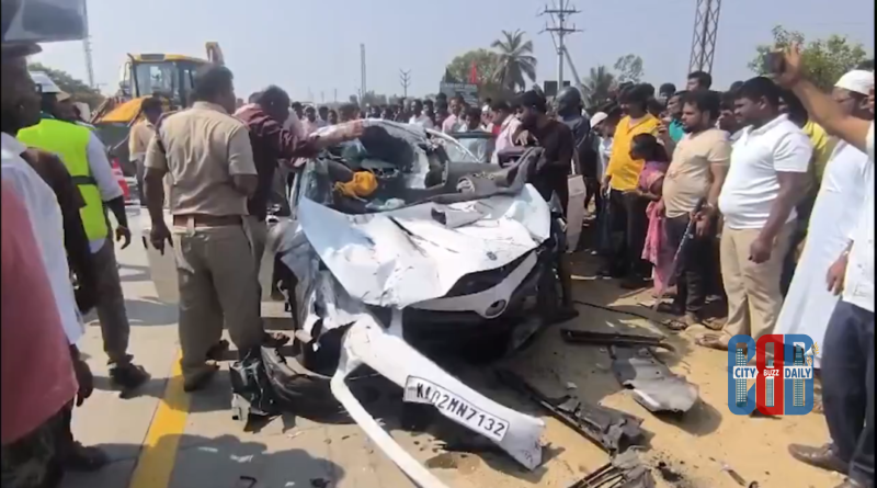 chittoor-palamaneru-highway-car-lorry-accident-five-dead