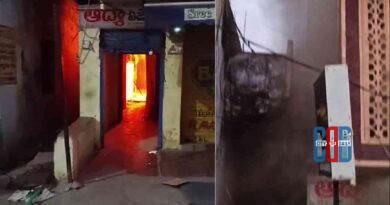 Fire accident at painting shop in Jogulamba Gadwal with firefighters controlling flames