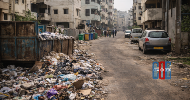 Garbage and poor sanitation seen in a residential street in Hyderabad outskirts highlighting civic service issues after GHMC merger.