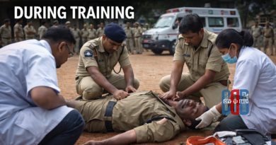 Head constable collapses during PPT training run at Mangalagiri Sixth Battalion after suffering heart attack.