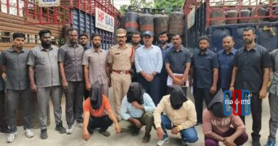 Police seized illegal gas cylinders and vehicles during a raid in Banjara Hills Hyderabad