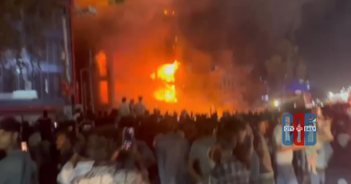 Major fire at Anu Furniture Shop near Chandanagar Police Station in Miyapur Hyderabad with firefighters controlling flames