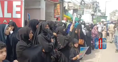 Hyderabad Old City protests over Khamenei attack reports with people holding photos