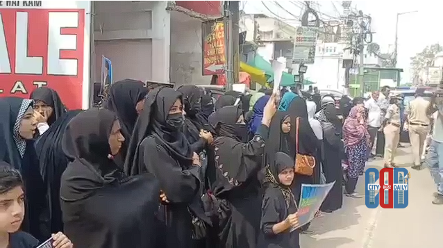 Hyderabad Old City protests over Khamenei attack reports with people holding photos