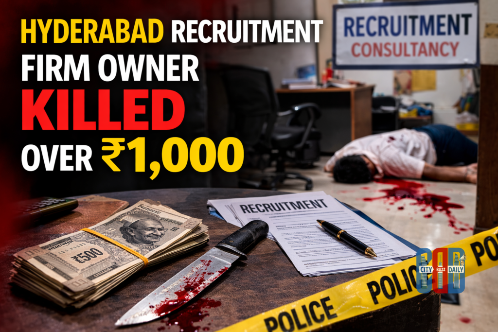 Hyderabad recruitment consultancy owner killed in office following dispute over Rs.1,000.