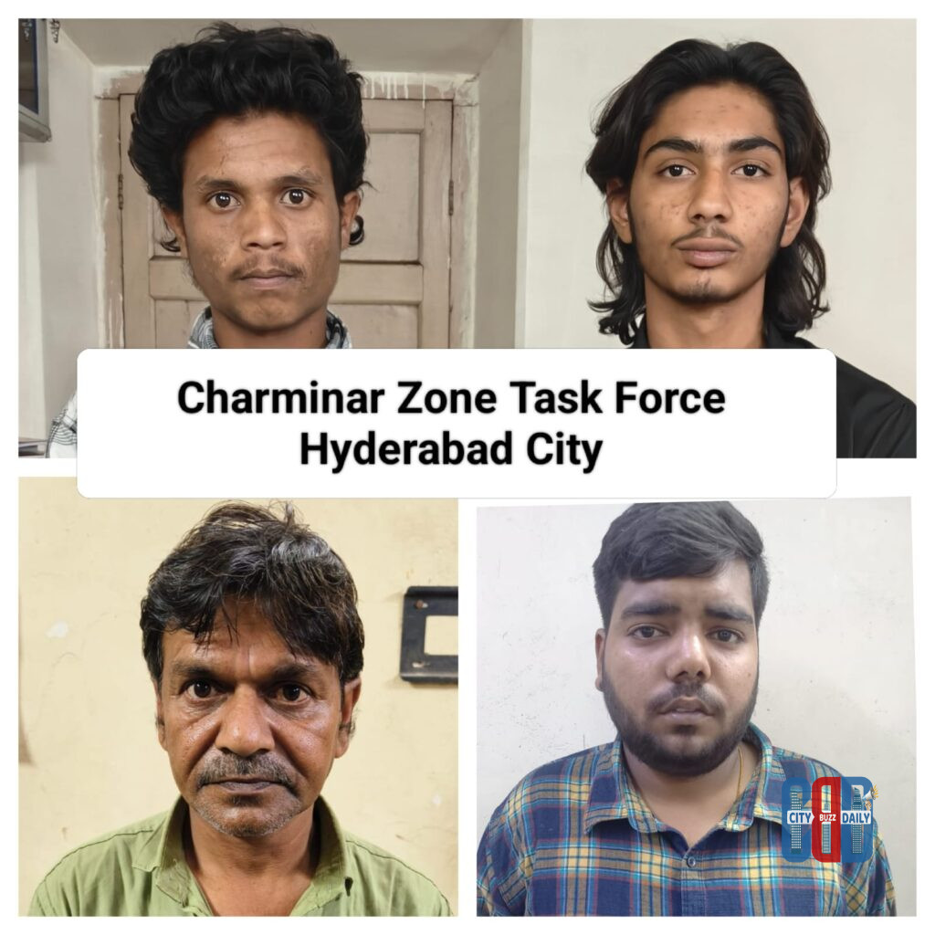 Hyderabad Charminar Zone Task Force seizes ganja and arrests four peddlers in coordinated police operations