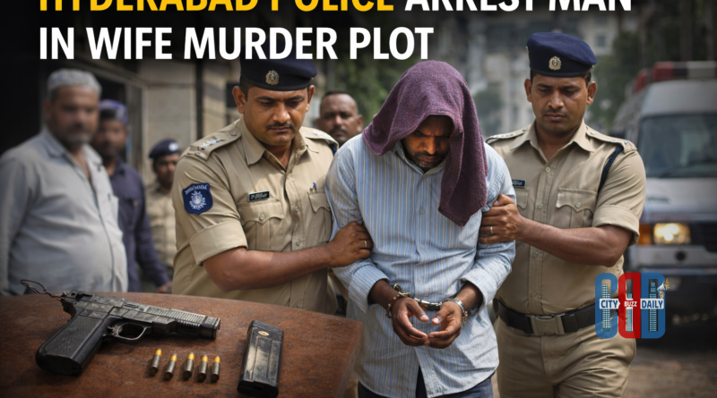Hyderabad Task Force police arrest man who allegedly planned to kill his wife using an illegal firearm.
