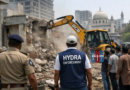 Urban demolition activity in Hyderabad showing enforcement against illegal constructions