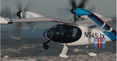 Joby Aviation electric air taxi flying over San Francisco Bay Area during test flight