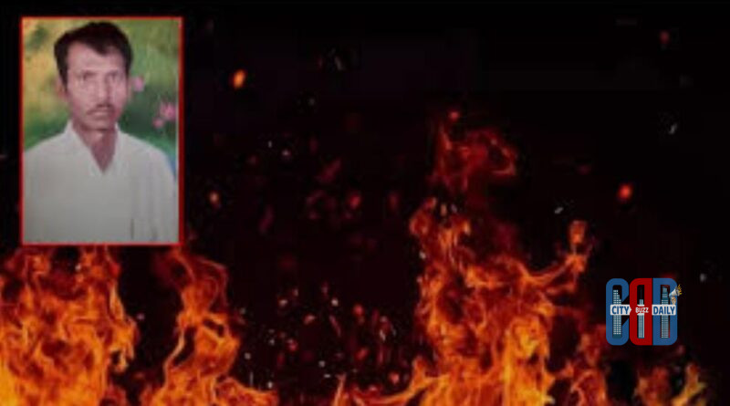 Police investigate after a Khammam man allegedly set his wife on fire and consumed pesticide in Tirumalayapalem village.