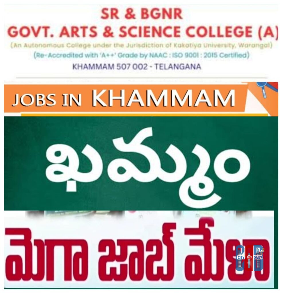 Students attending a job fair and submitting resumes at a college placement drive in Khammam