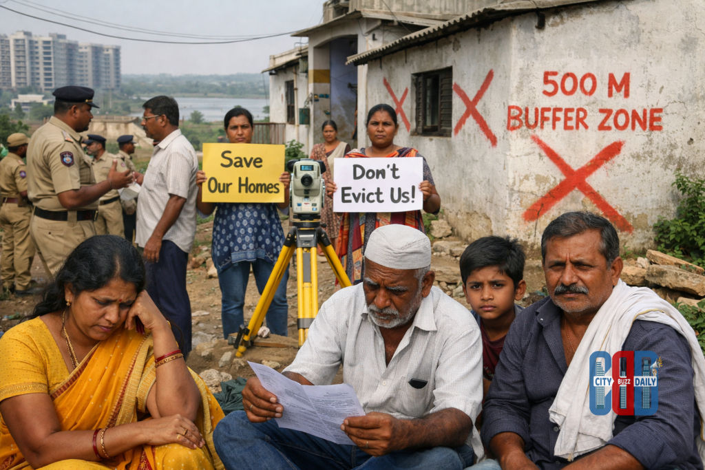 Residents protest or worry over house markings under Musi river rejuvenation project
