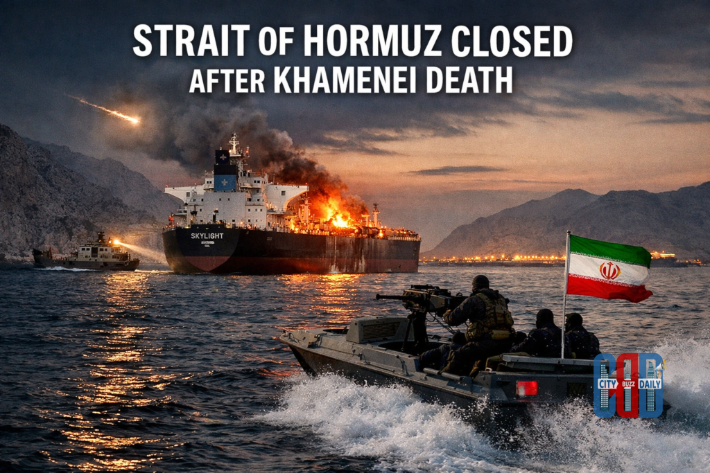 Strait of Hormuz closed after Khamenei death near Oman tanker attack