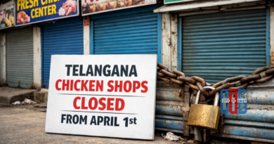 Closed chicken shop outlets during Telangana statewide shutdown call by shop owners