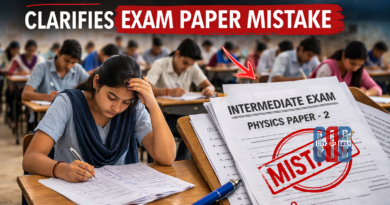 Telangana intermediate students writing exam after Telangana inter exam paper mistake in Physics Paper-2.
