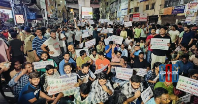 Unemployed youth holding books during protest march in Hyderabad demanding government job notifications