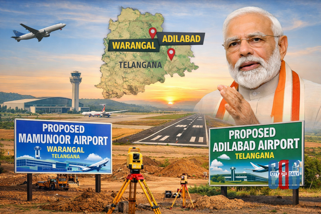 Proposed site for new airport development in Telangana’s Warangal and Adilabad districts.