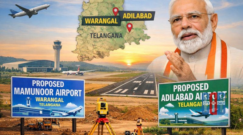 Proposed site for new airport development in Telangana’s Warangal and Adilabad districts.
