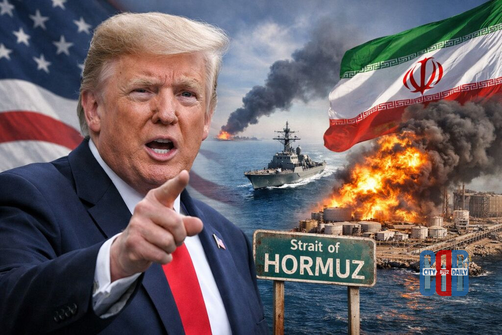 Donald Trump issuing warning to Iran over Strait of Hormuz tensions