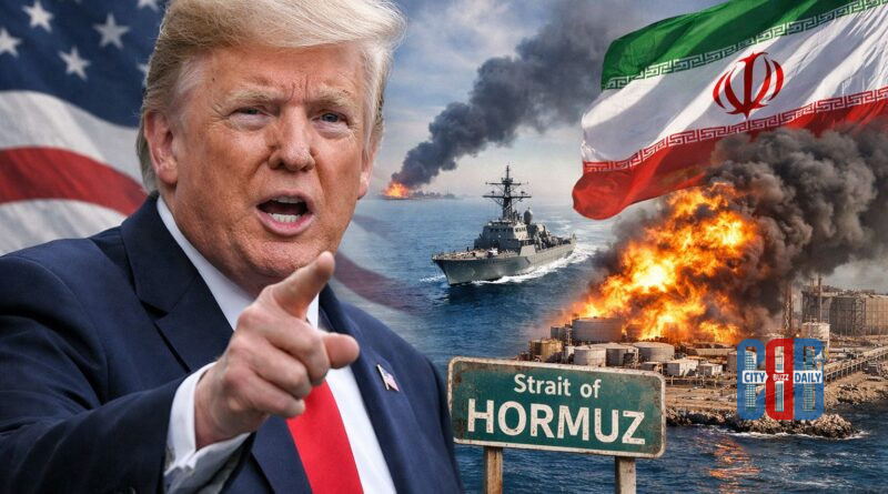 Donald Trump issuing warning to Iran over Strait of Hormuz tensions