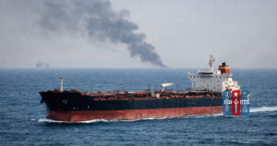 Oil tanker carrying crude oil cargo at sea amid global energy market disruptions.