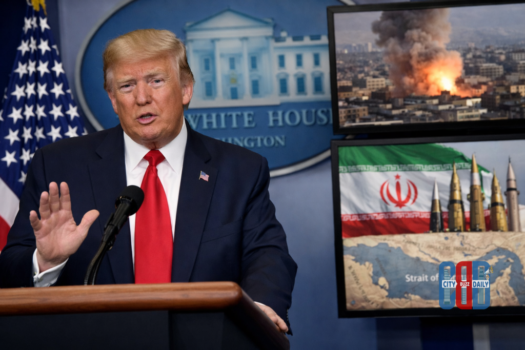 Donald Trump speaking after US intelligence warnings on Iran retaliation risk