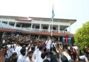 YS Jagan Mohan Reddy hoisting the YSR Congress Party flag during the 16th foundation day celebrations at Tadepalli party headquarters