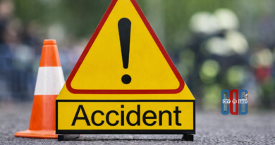 Silhouette representation of a road accident involving a car crashing into a tree