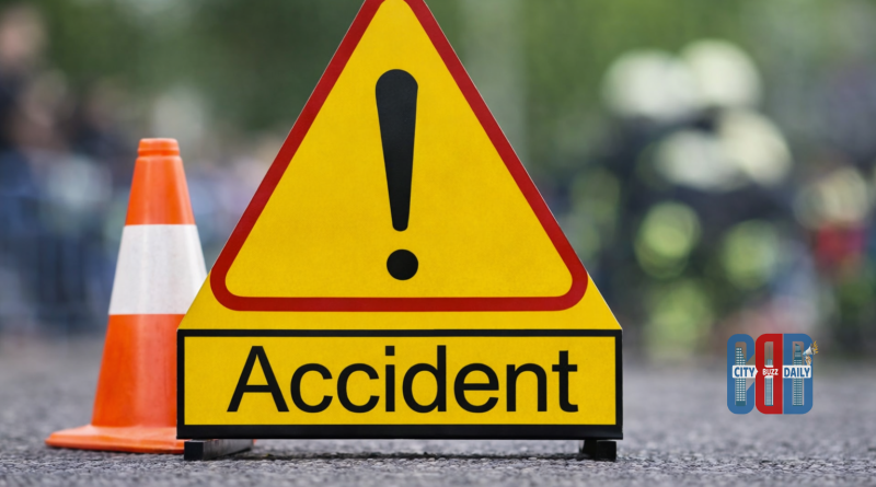 Silhouette representation of a road accident involving a car crashing into a tree