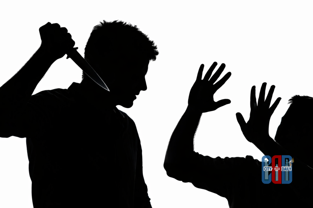 Police personnel investigating gang attack scene in Mailardevpally Hyderabad