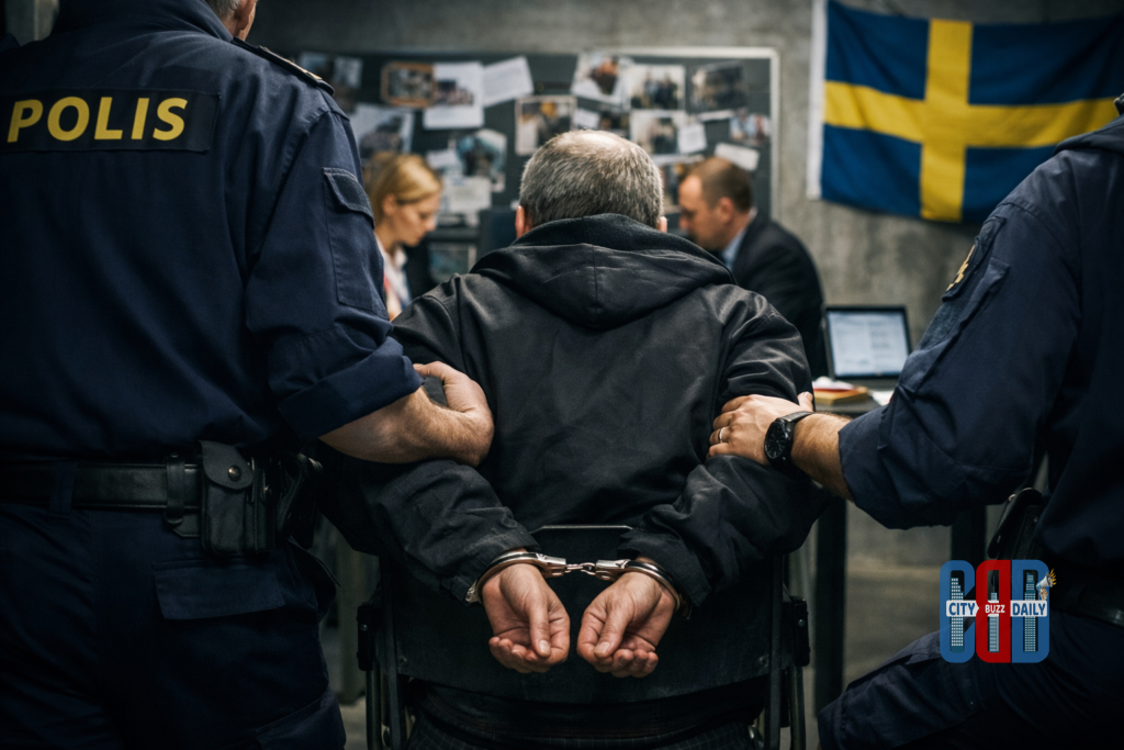 Police custody image representing Sweden exploitation case investigation