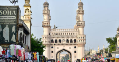 Charminar plaster peels off after heavy rain in Hyderabad