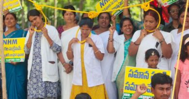 NHM employees’ strike enters seventh day in Nagarkurnool